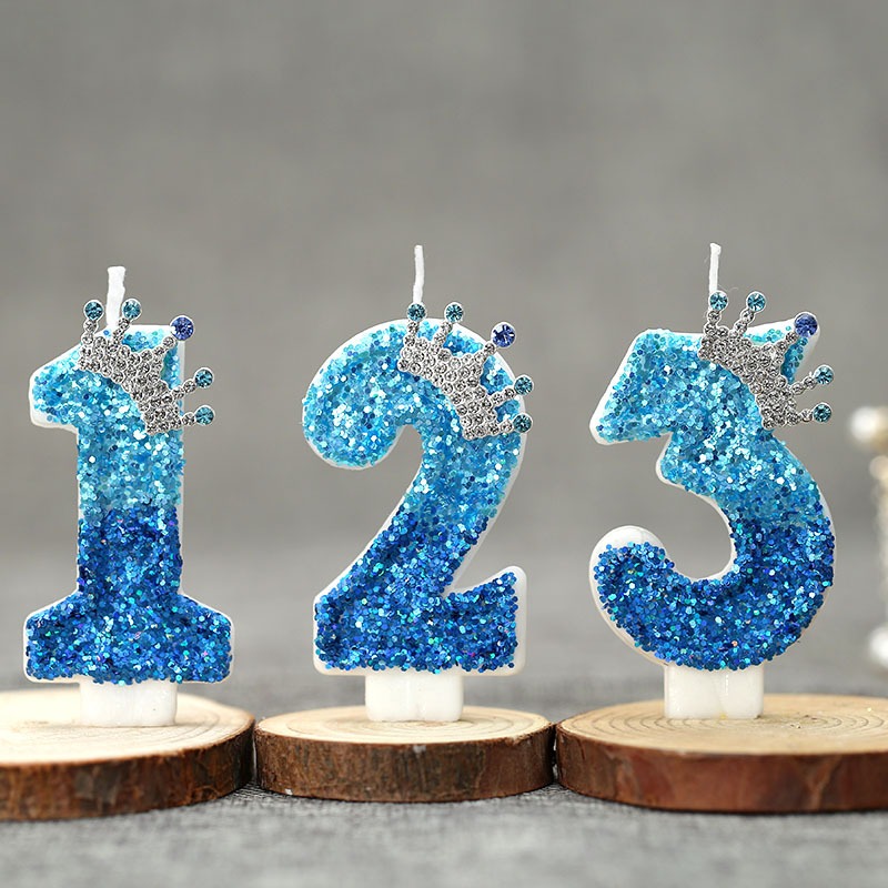Candle Supplies Free Shipping - Creative Peacock Blue Crown Digital Birthday