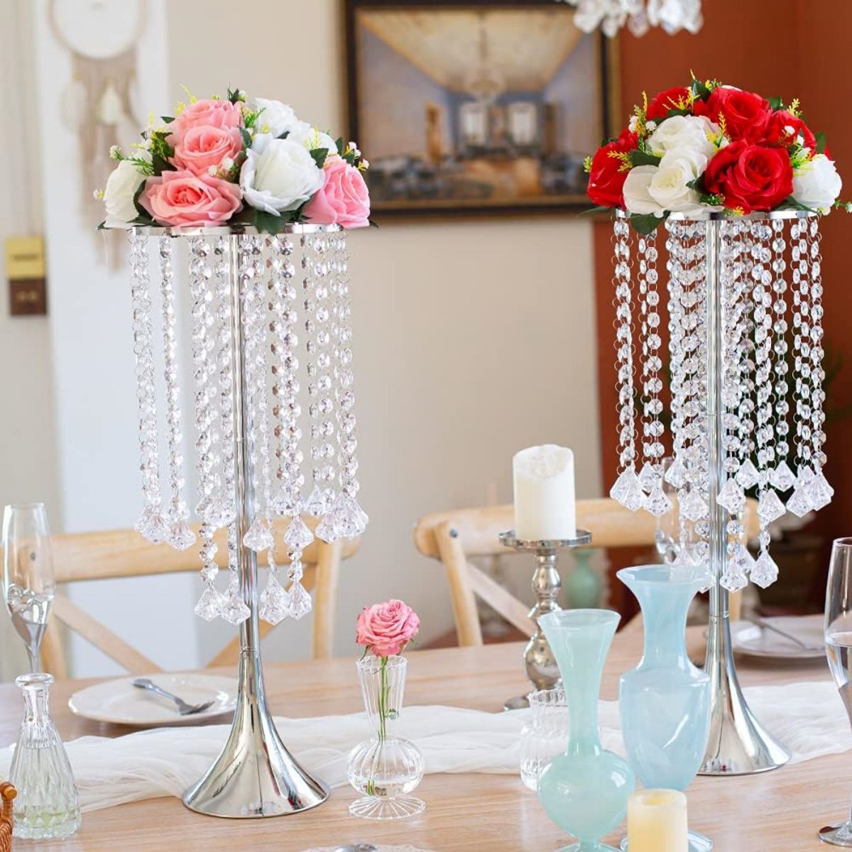 Luxury Candle Supplies Usa - 2/10pcs Luxury Crystal Flower Stand 21.9