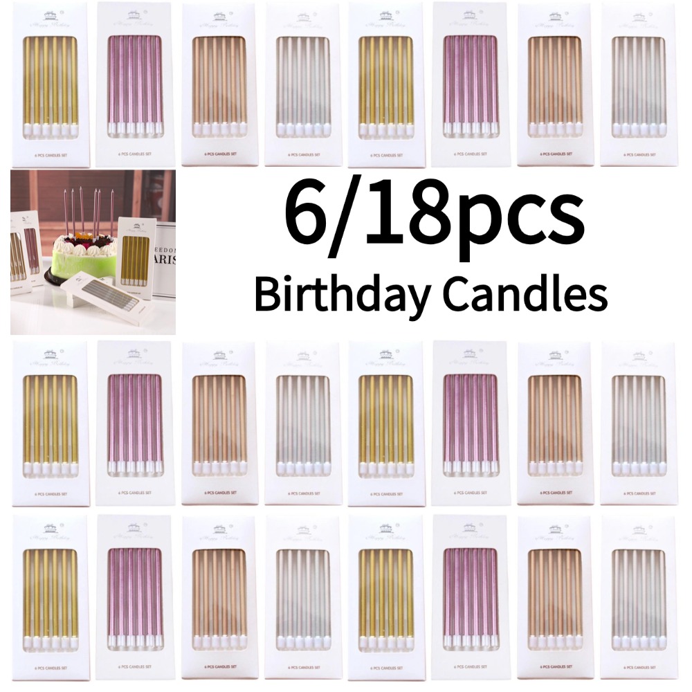 Candle Supplies Free Shipping - 6/18pcs Metal Gold Silver Birthday Candles