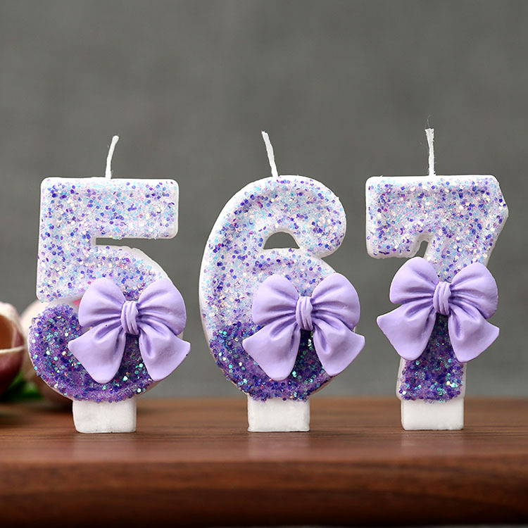 Candle Supplies Free Shipping - Creative Glitter Gradual Purple Bow 0-9