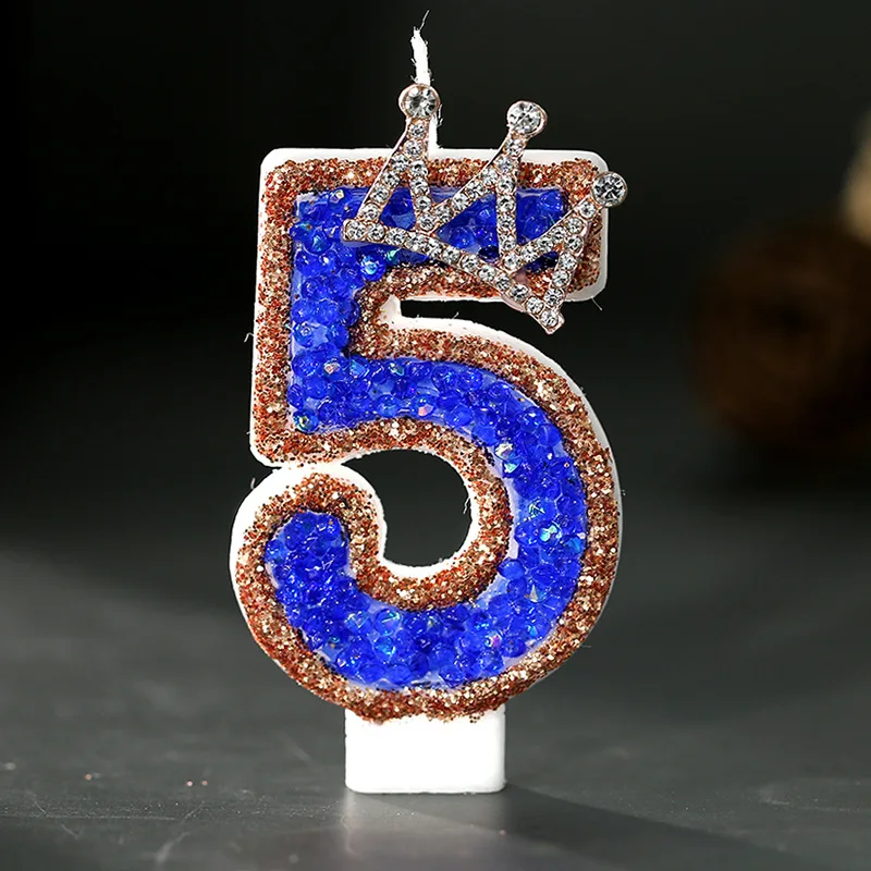 Blue Crown Sparkle Number Birt - Luxury Candle Supplies Usa ulasan dan harga