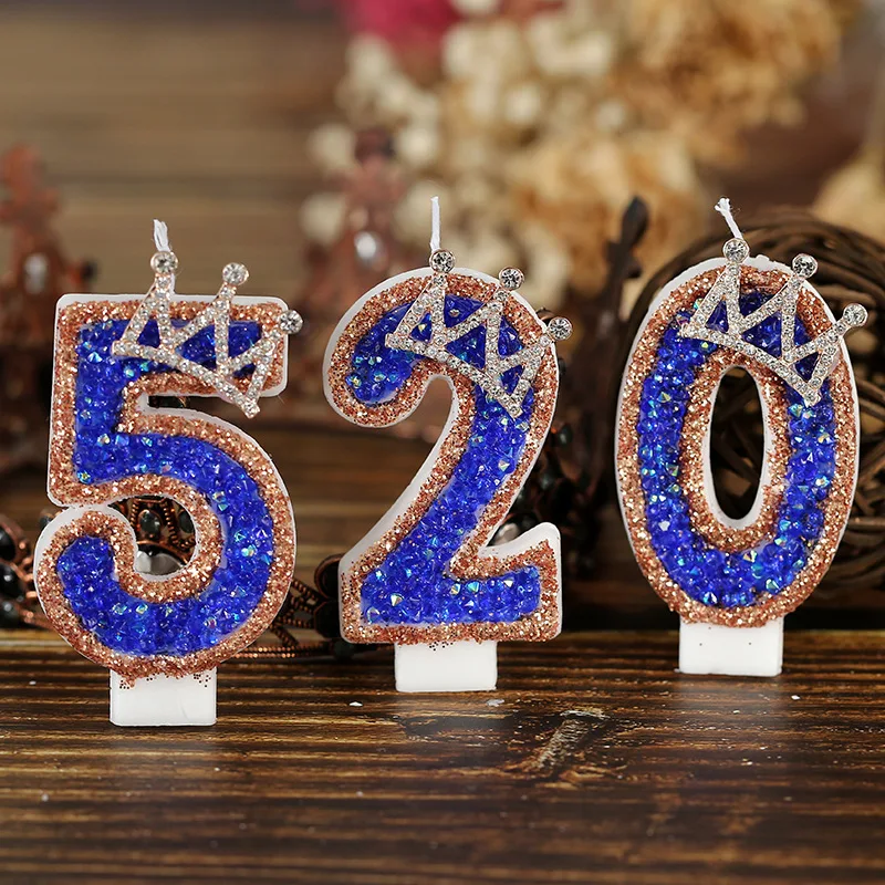 Blue Crown Sparkle Number Birt - Luxury Candle Supplies Usa ulasan dan harga